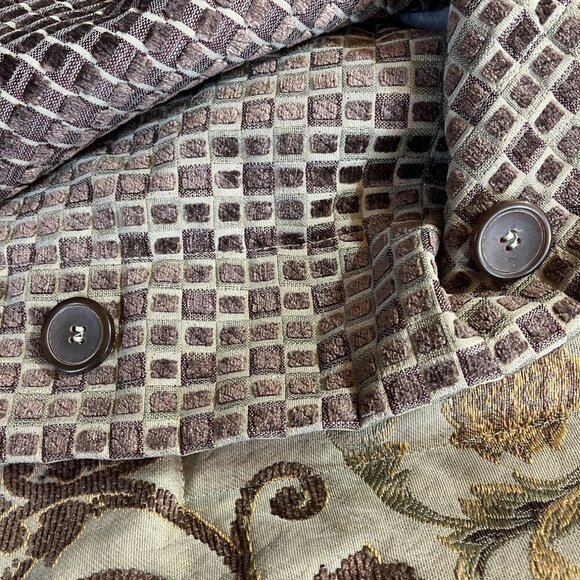 Reversible Floral & Checkered  Tapestry King Size Pillow Sham Set of 2 - Picture 6 of 8